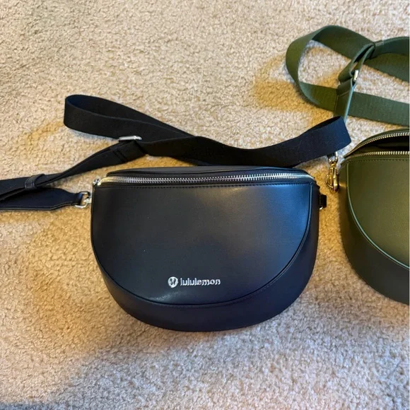 lululemon Cactus material Black Crossbody Crescent Bag with Silver Hardware - Picture 4 of 5